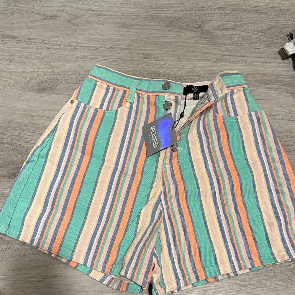 Missguided Multicolor Striped Jean Shorts